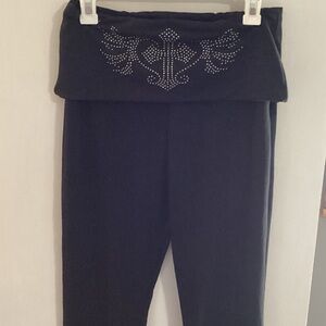 Black Fold-Over Waist Yoga Pants
